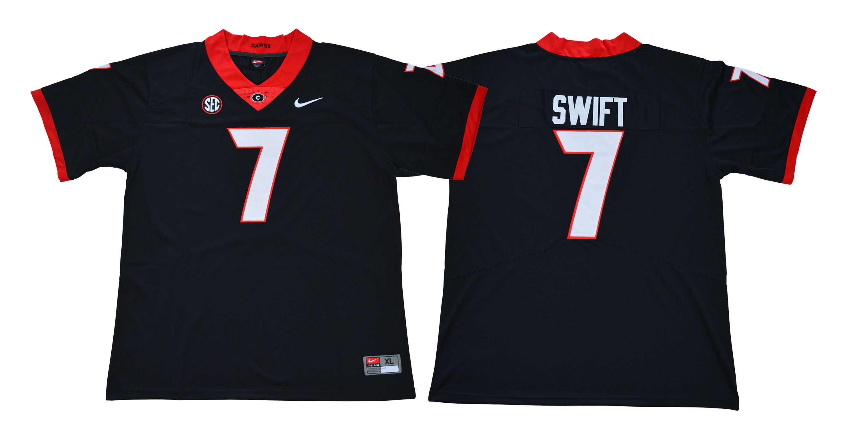 Men Georgia Bulldogs #7 Swift Legend Black NCAA Jerseys->ncaa teams->NCAA Jersey